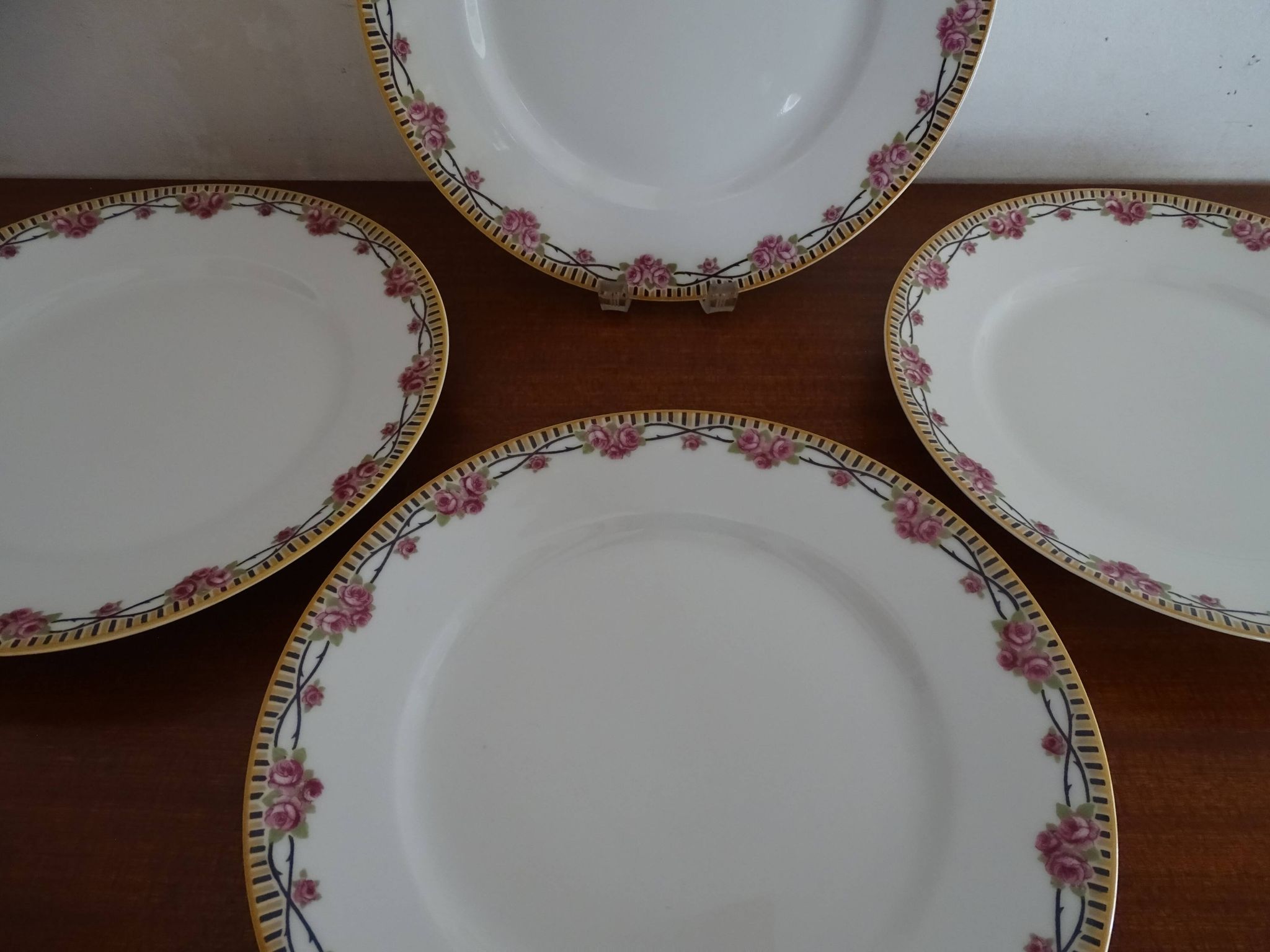 4 Limoges porcelain dinner plates Theodore Haviland Art Deco motifs Ø 24.cm