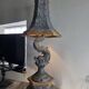 Monumental lamp with a dolphin in cast iron and lead scales - 110cm
