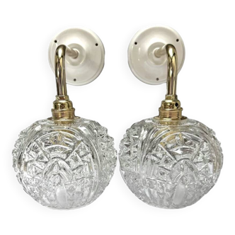Paire d’appliques murales globes vintage