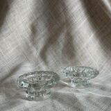 Pair of glass candle holders