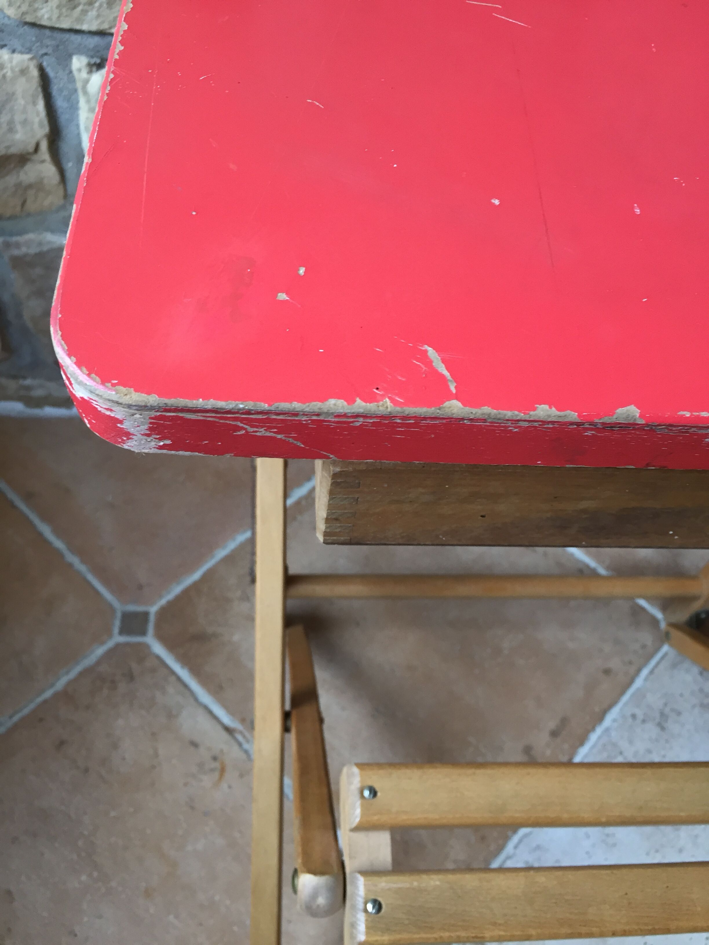 Bureau d'écolier en bois pliable vintage