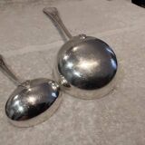2 Silver-plated soup and sauce ladles with rocaille ribbon decoration