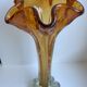 Vase corolle en verre de biot ambré années 60