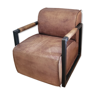 Light brown leather armchair La Maison Coloniale