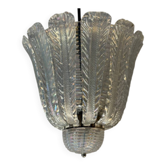 Iridescent Venetian glass chandelier from Murano, Barovier and Toso, circa 1930.