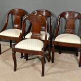 Set of 4 Gondola Chairs in Mahogany, Restoration period – Part 1, 19th century
