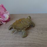 Petit cendrier tortue en laiton sculpté vintage