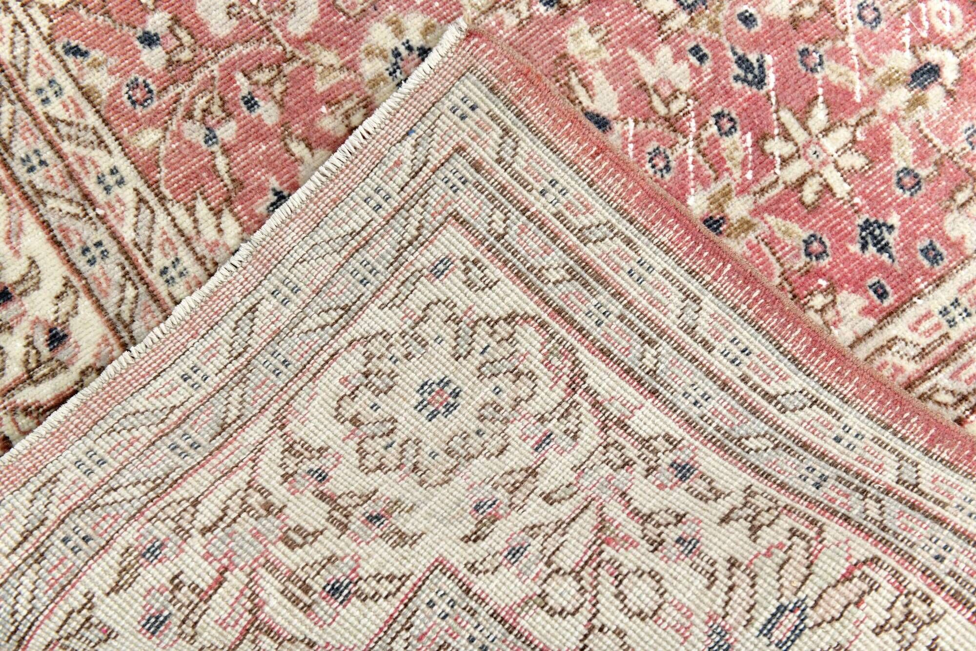Red & Navy Blue Floral Vintage Persian Rug