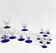 Set of 16 antique glasses with cobalt blue stems, Art Deco.