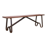 Old Burmese teak bench with wrought iron base