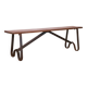 Old bench in Burmese teak with a wrought iron base.