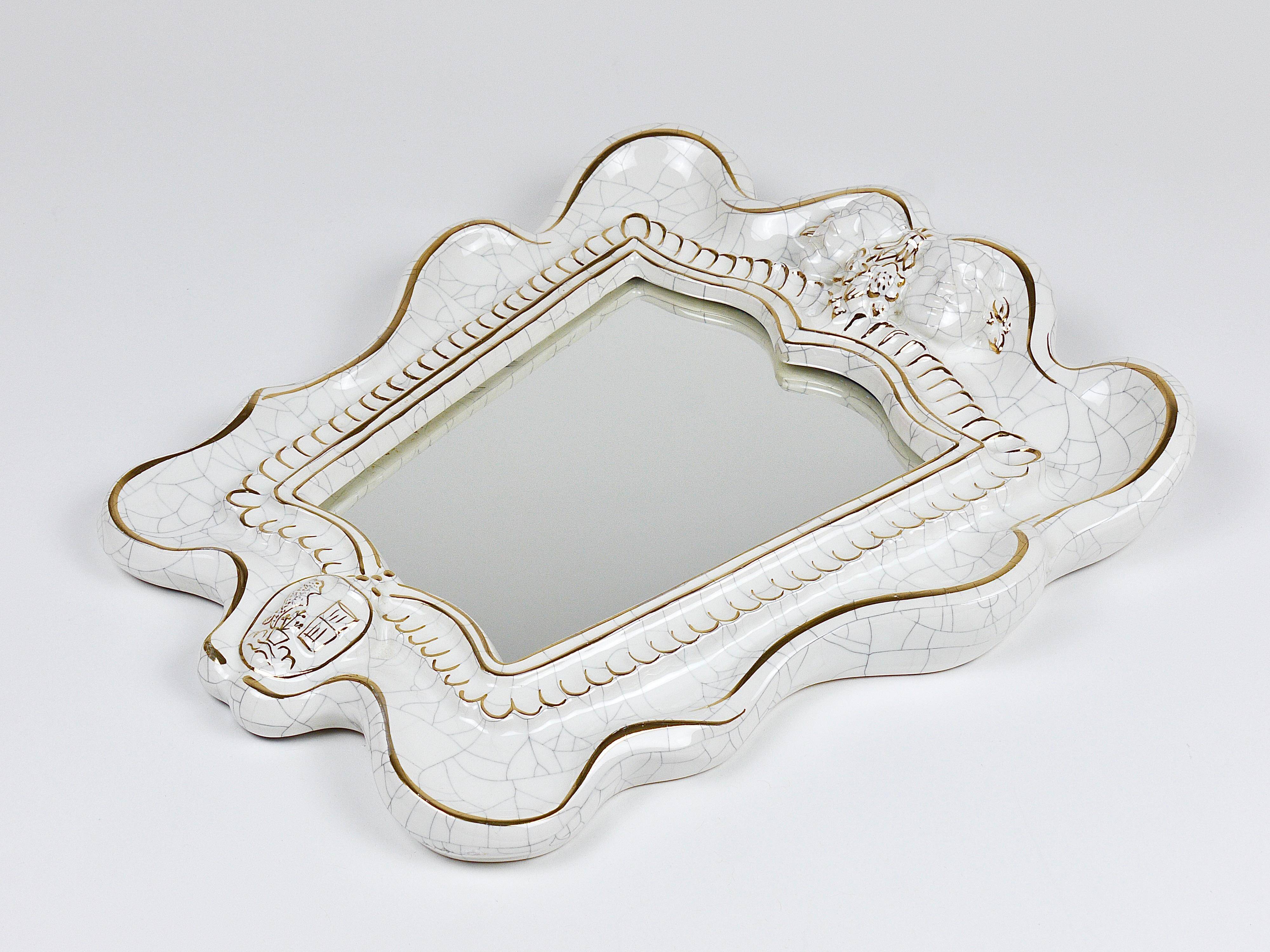 Art Deco Wall Mirror Theatre in Terracotta by Gmundner Keramik, Austria, 1930s