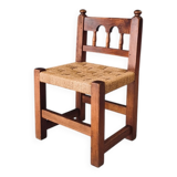 Oak & Rope Travail Populaire Side Chair, Belgium, 1950s