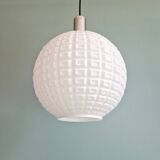 Vintage textured white opaline pendant light, 1960s-70s