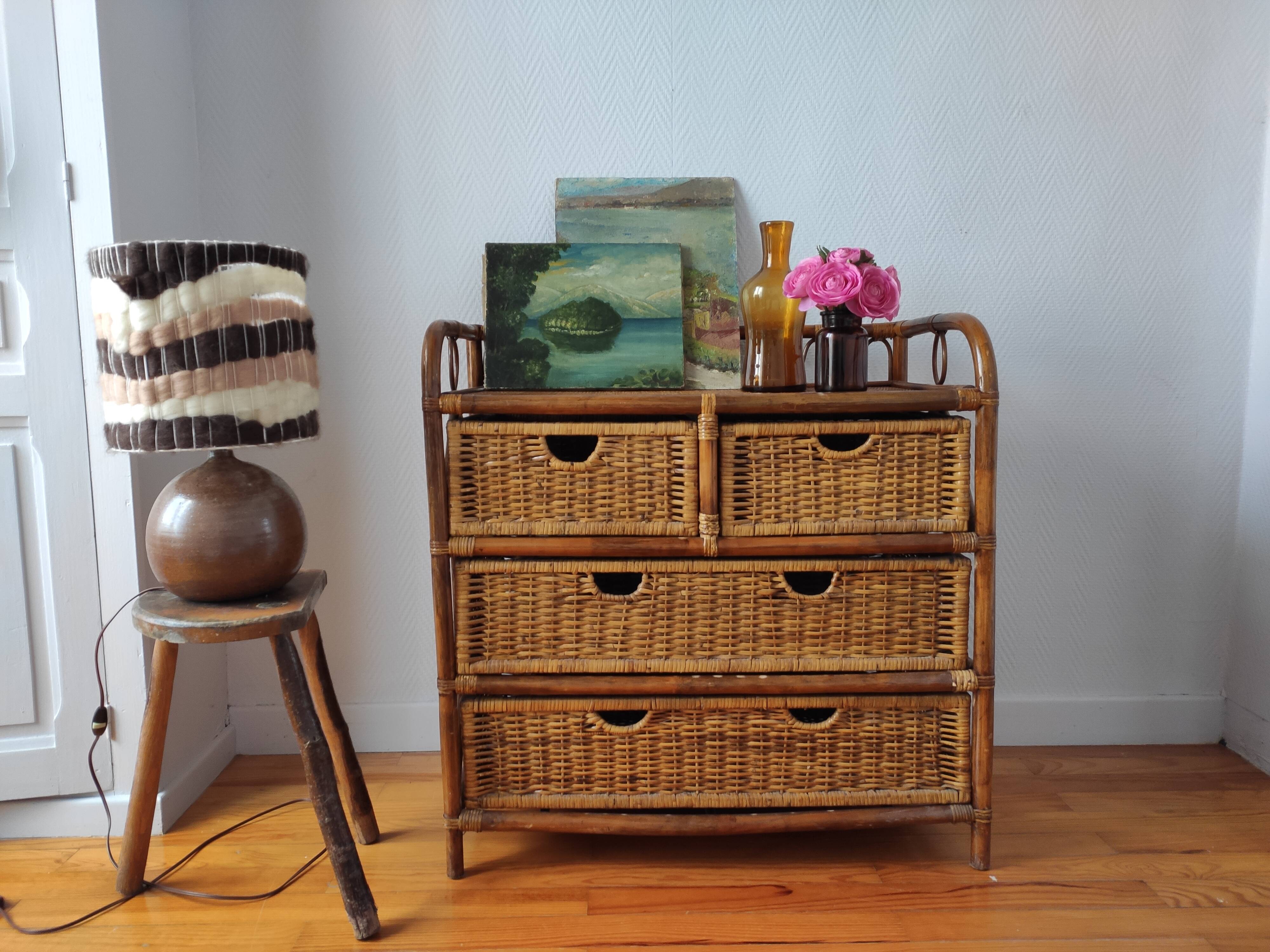 Rattan chest of drawers