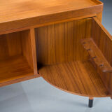 Asymmetrical Mid-Century Teak Desk with Bar, 1960s