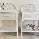 Pair of Vintage Rattan Bedside Tables