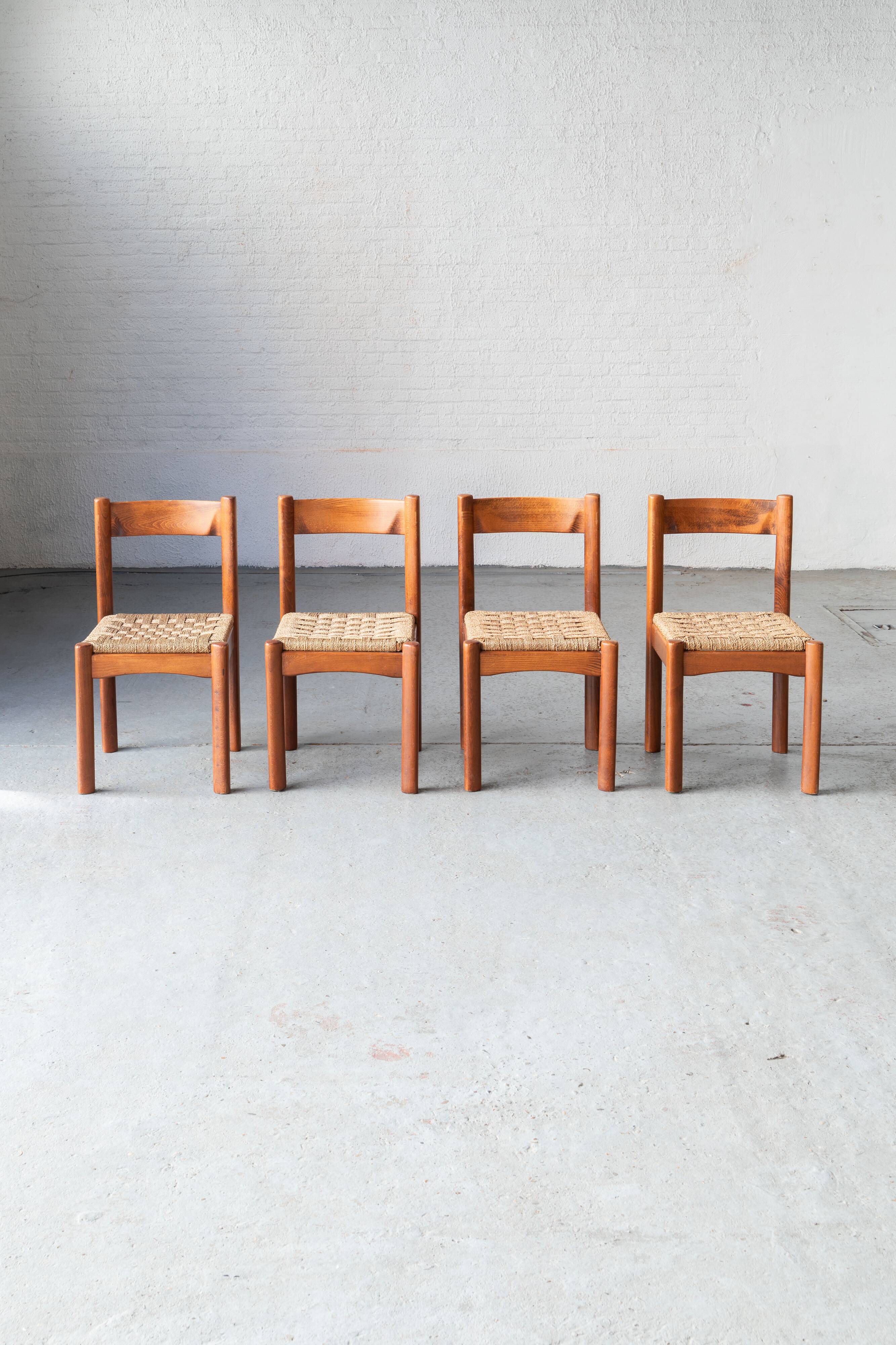 Rustic dining chairs, Italy, 1960's