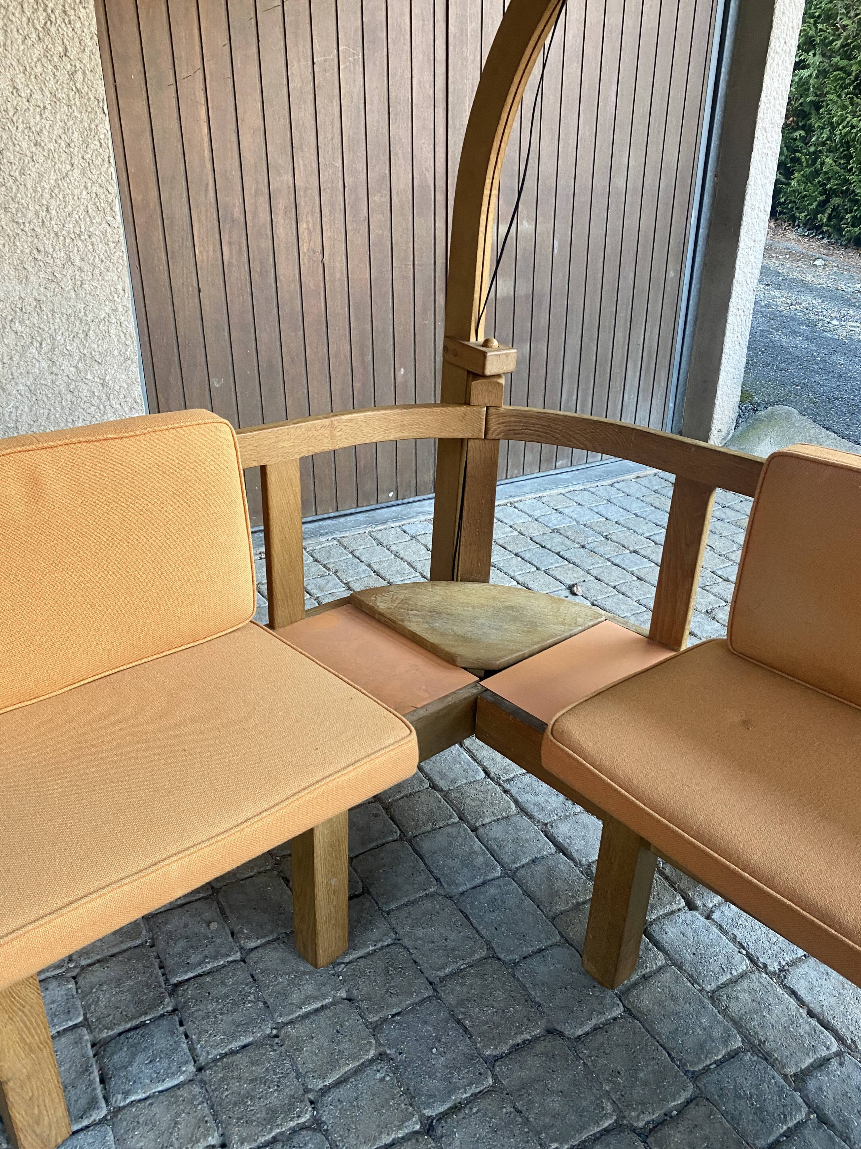 Corner bench and incorporated floor lamp guillerme et chambron