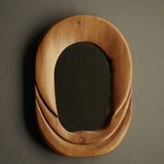 Miroir mural en pin anthroposophique du milieu du siècle, années 1970