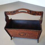 Hand paint decorated magazine holder 1960s