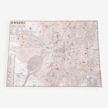 Angers vintage map 74x54cm