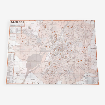 Carte vintage Angers 74x54cm