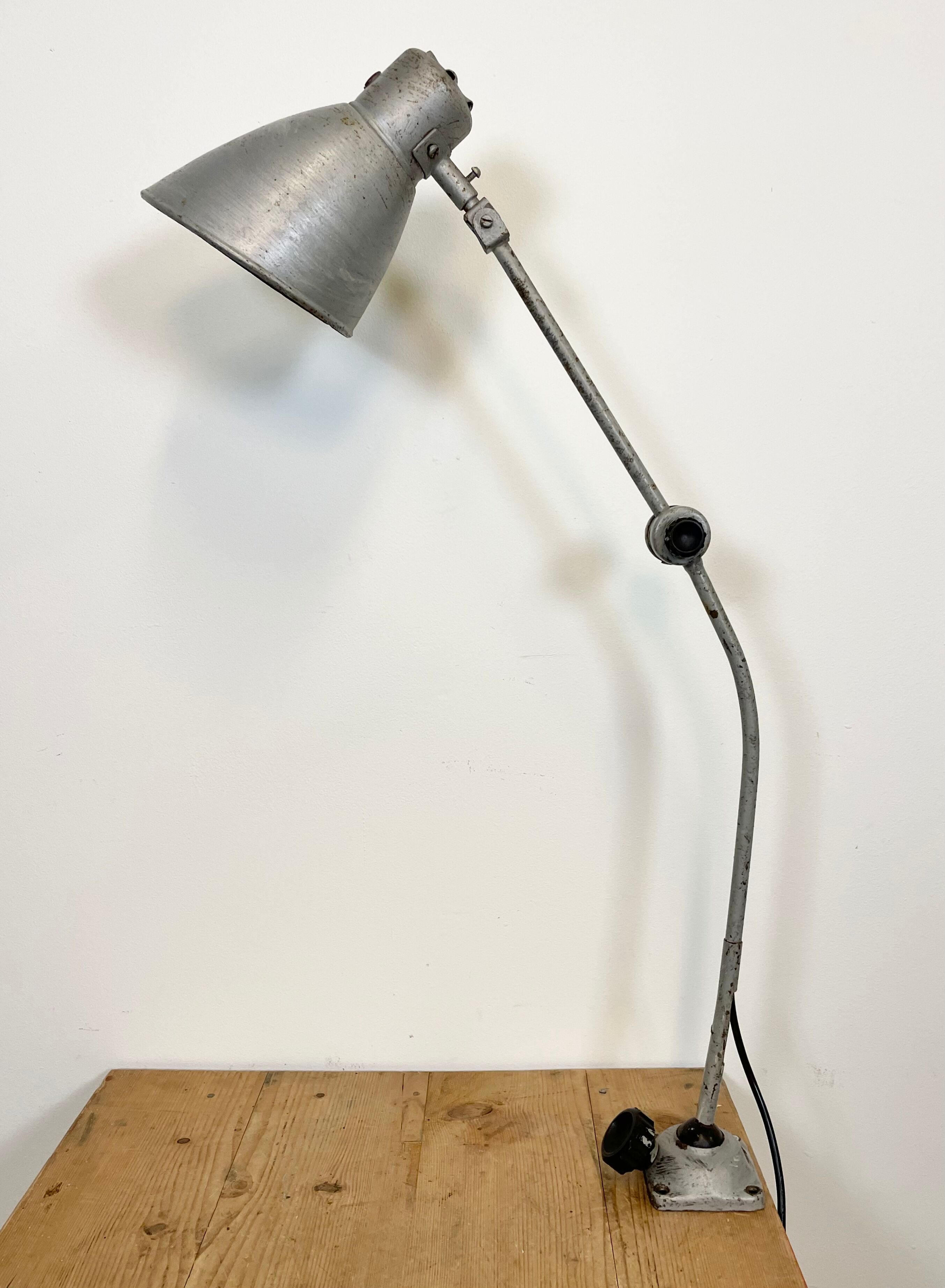 Grey industrial workshop table lamp, 1960s