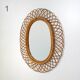 Wall mirror with rattan frame, 1950s