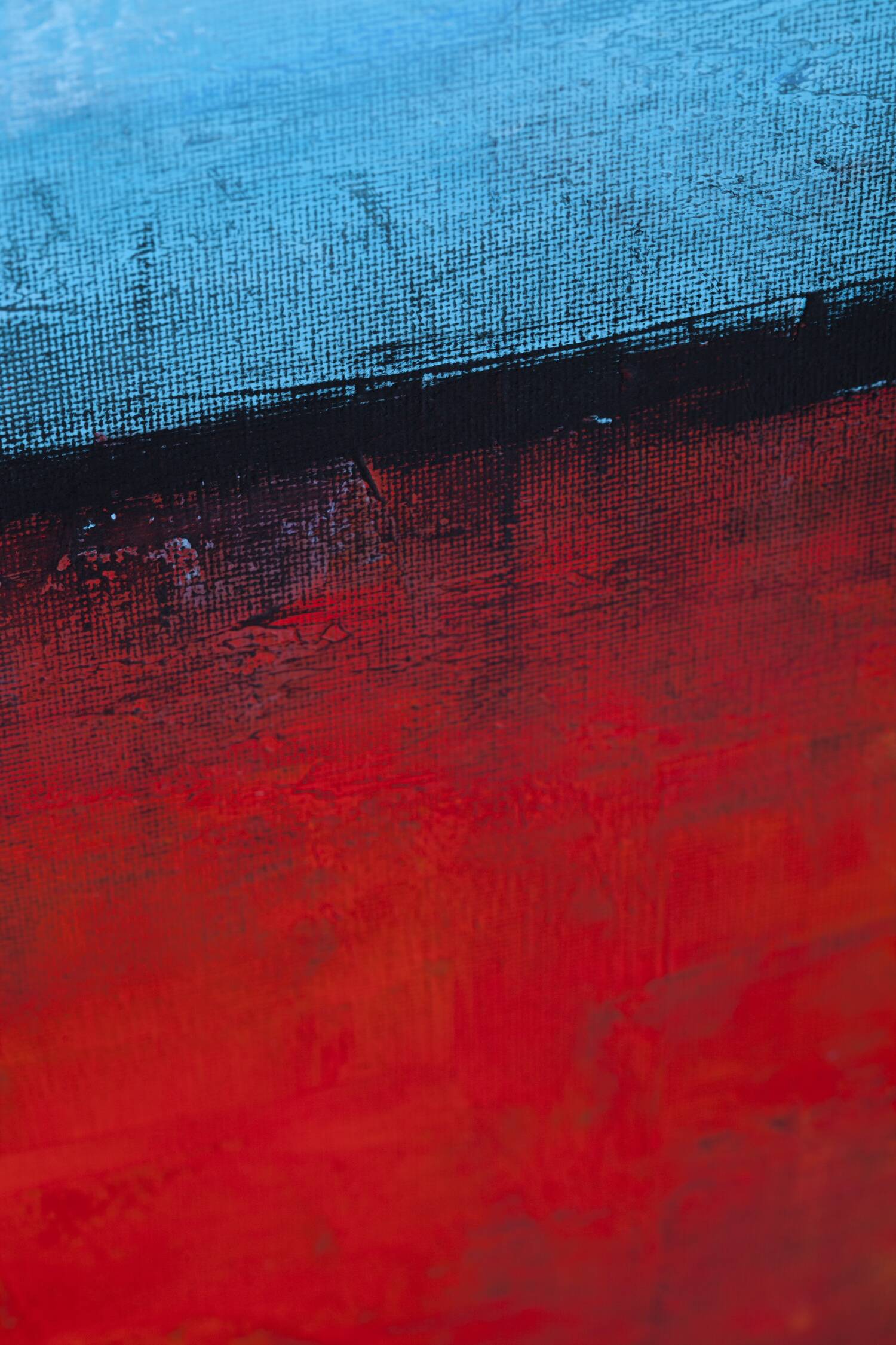 Blue and Red original minimalist abstract modern painting, stretched canvas