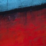 Blue and Red original minimalist abstract modern painting, stretched canvas