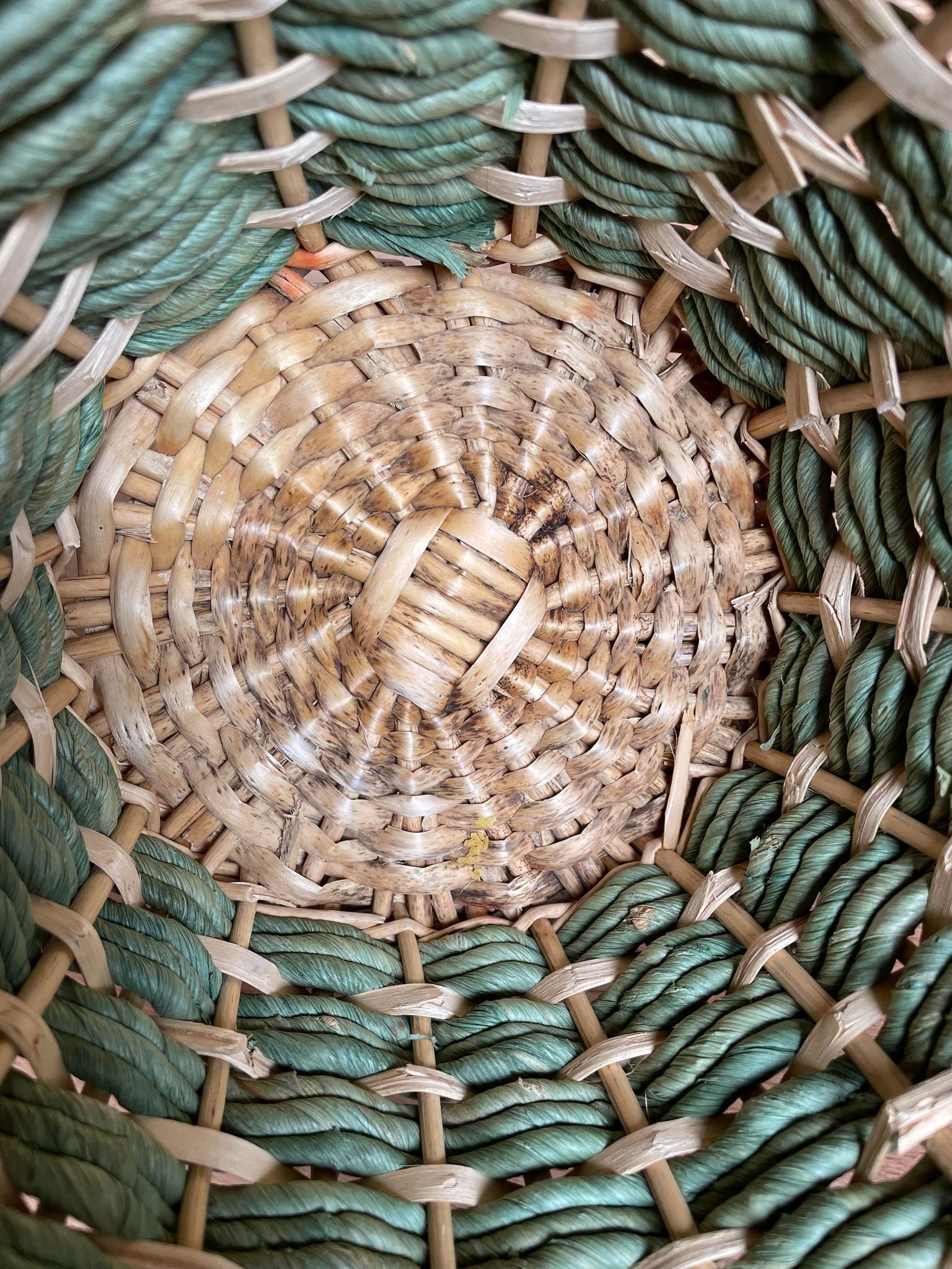 Green wicker basket