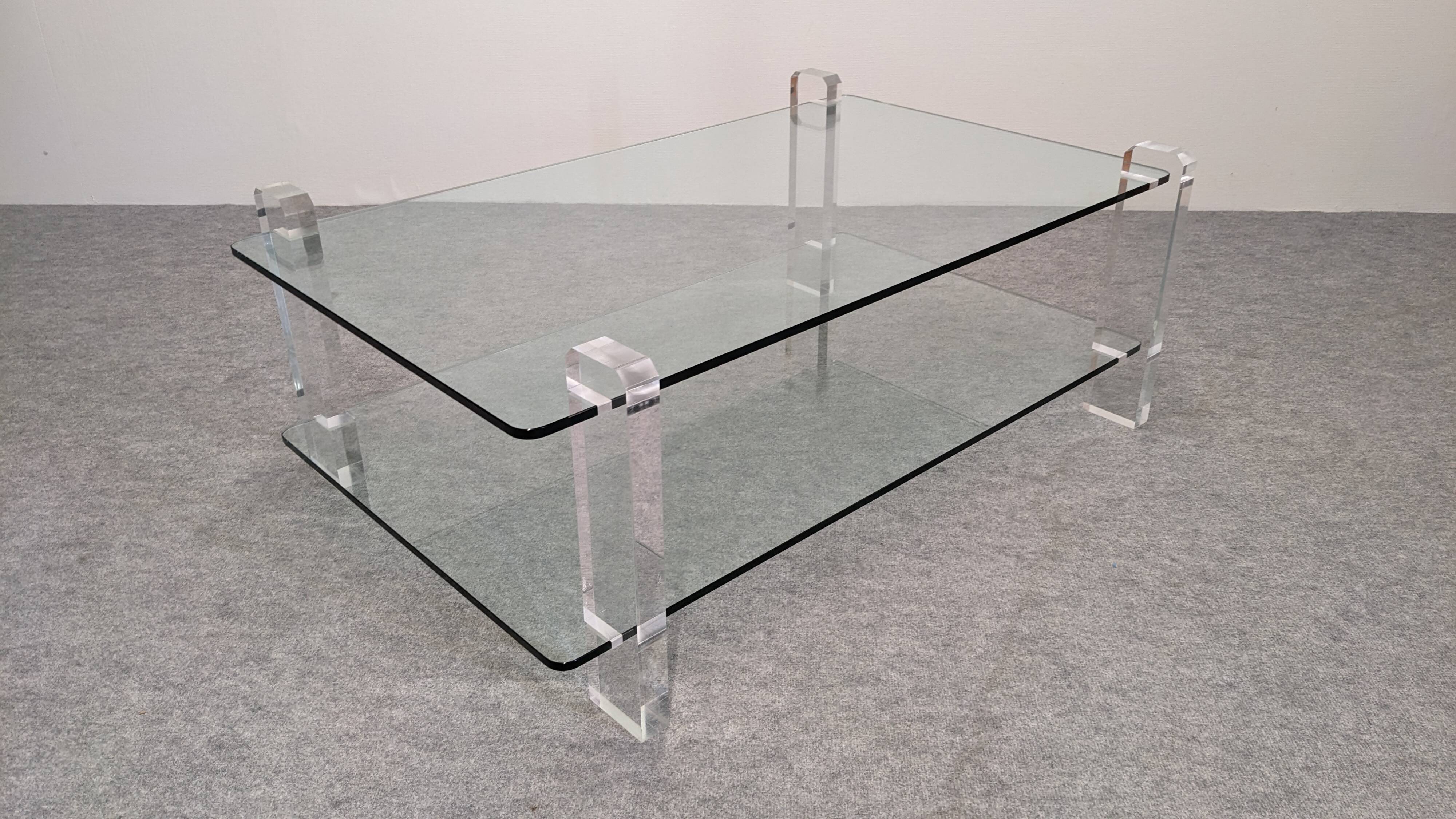 Glass and lucite coffee table by Karl Springer, USA circa 1980.
