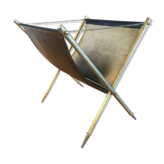 Porte revues cuir et laiton