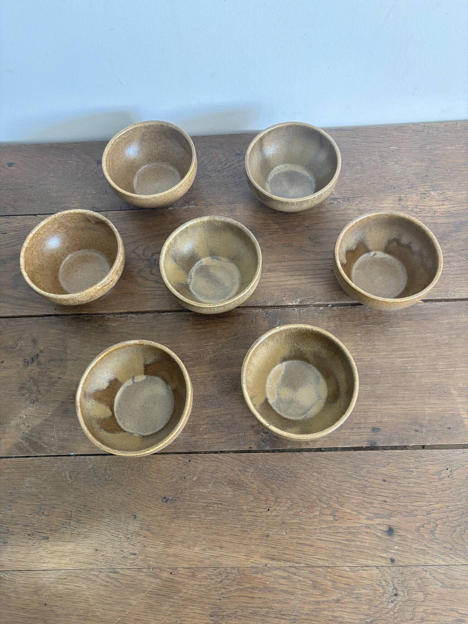 Set of 7 brown stoneware bowls from Digoin.