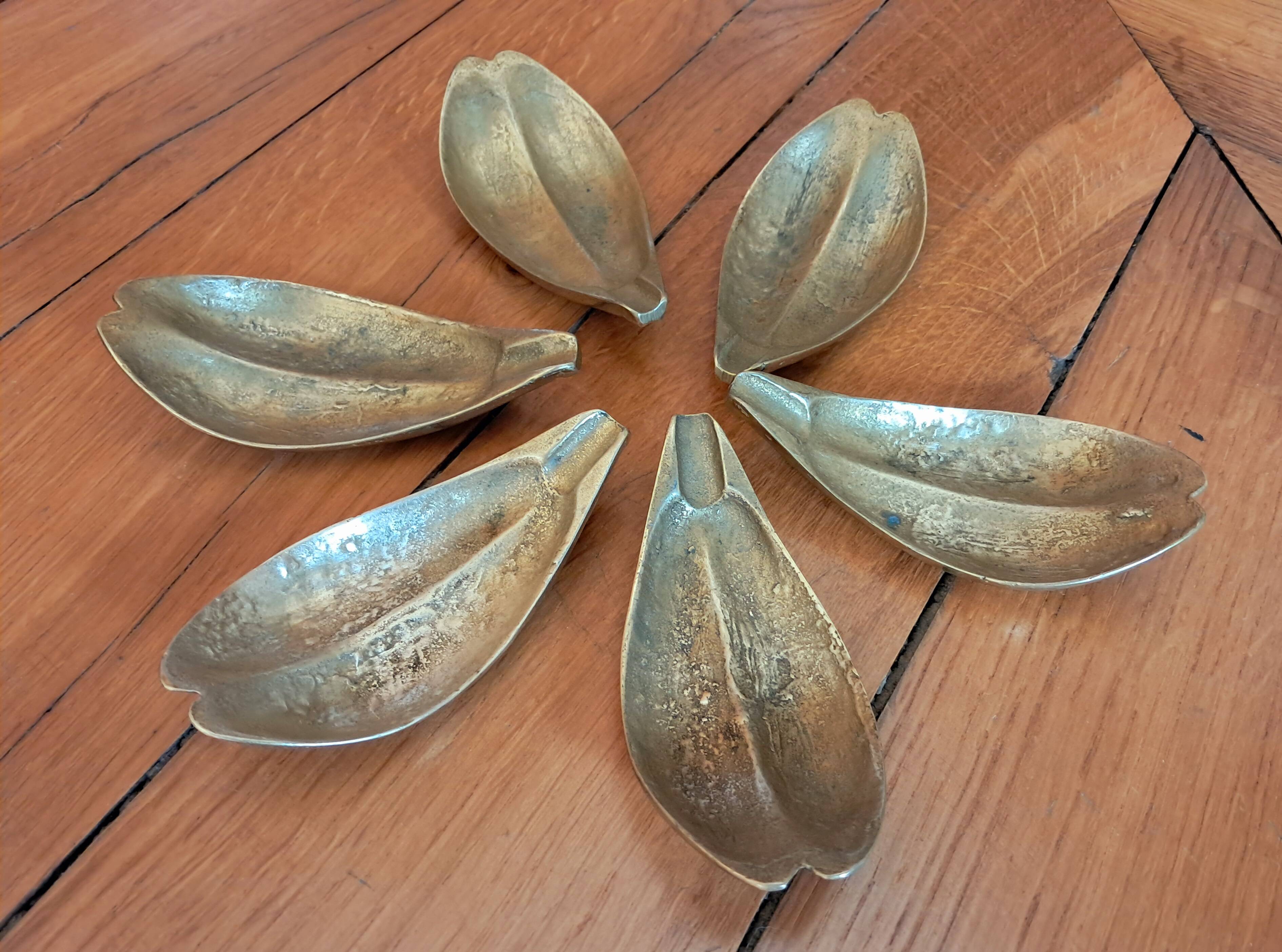 Brass leaf petal ashtrays. 1970s