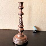 Red copper candle holder with punches
