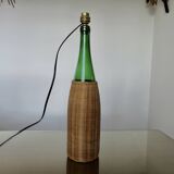 Rattan and glass "bottle" lamp from the 60s and 70s