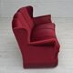 1960s, Danish 3-seater curved sofa, red furniture velour