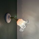 Vintage pink and clear glass tulip wall light.