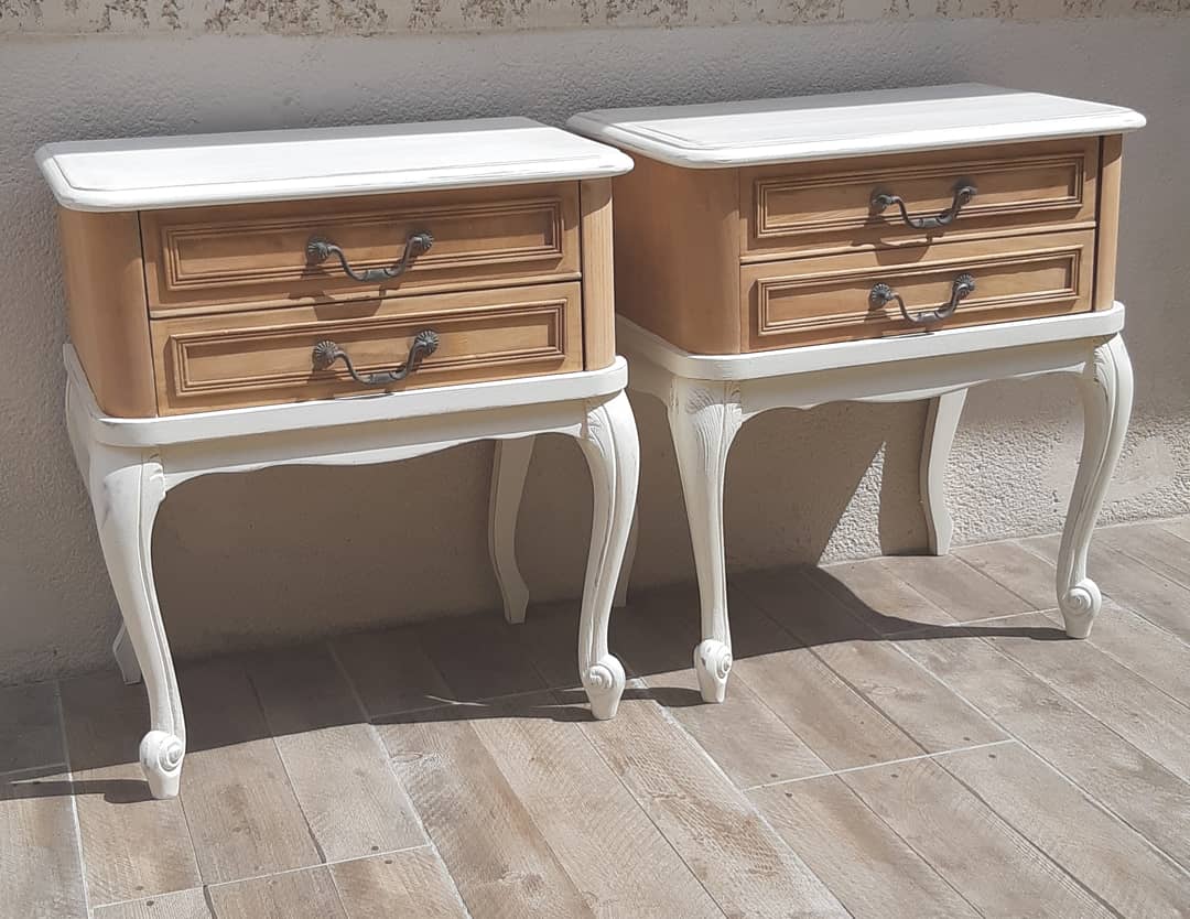 Pair of bedside milk -wood