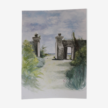 Aquarelle - Entrée du Fort de Tatihou