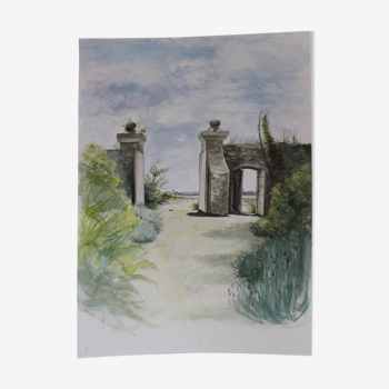 Watercolor - Entrance to the Tatihou Fort