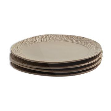 Set de 4 assiettes Blanca Grège brillant L
