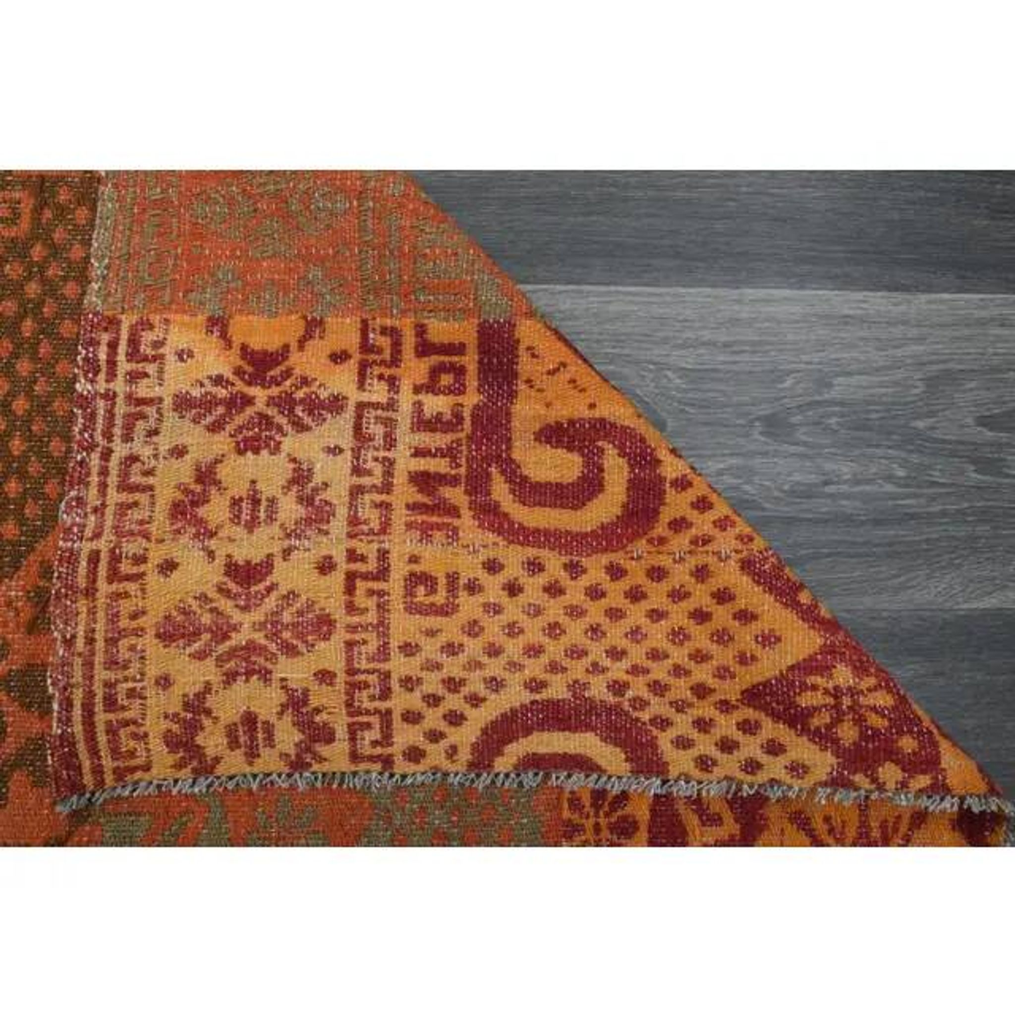 1970s Vintage Turkish Oushak Handmade Wool Cotton Orange Area Rug 182x287