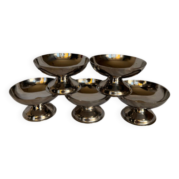 5 stainless steel ice cream bowls