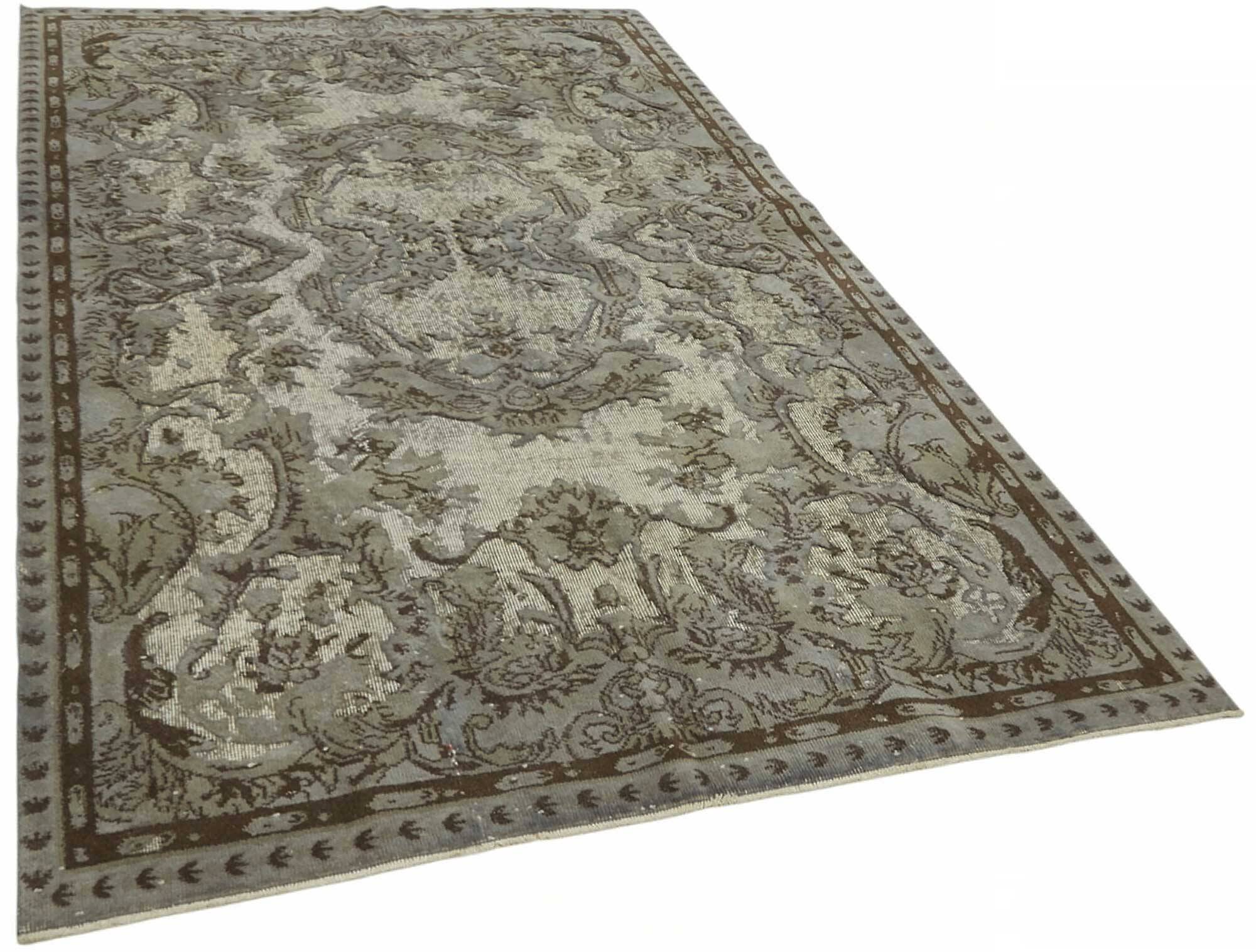 Overdyed Wool Vintage Handmade Carved Rug 168 cm x 287 cm