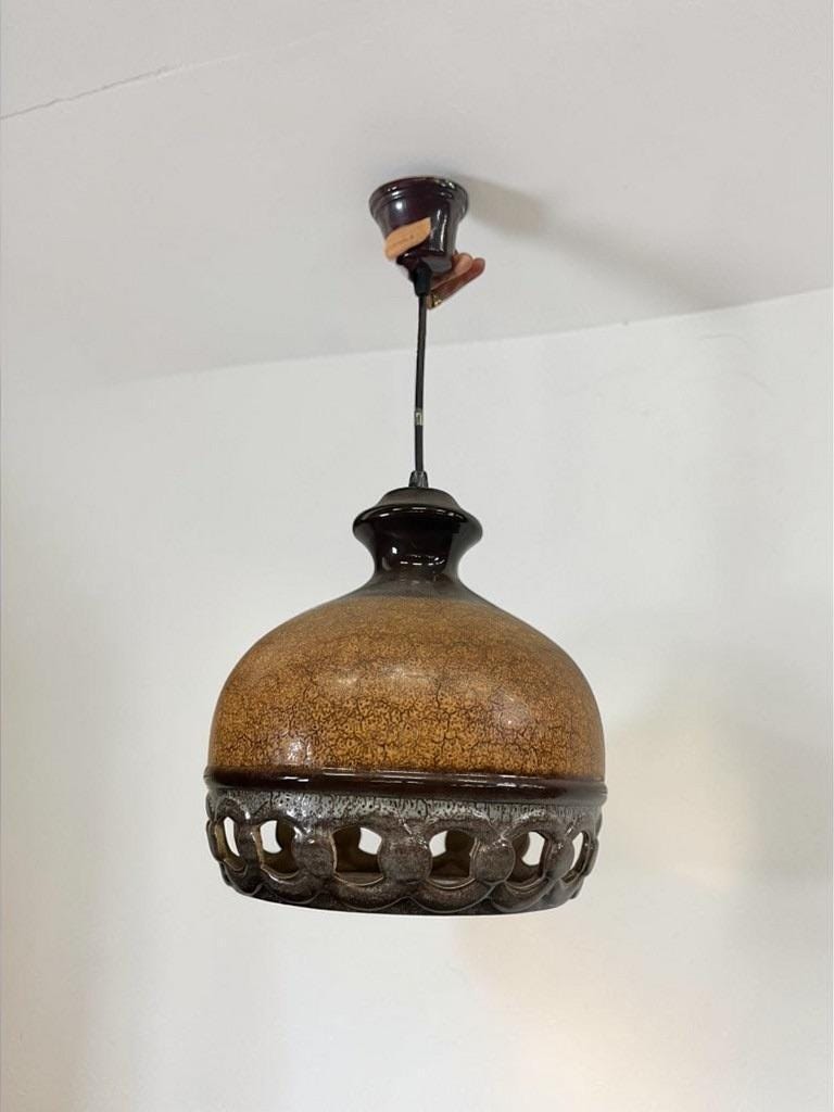 Vintage brown ceramic fat lava suspension
