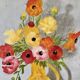 Tableau huile sur toile bouquet de fleurs vintage