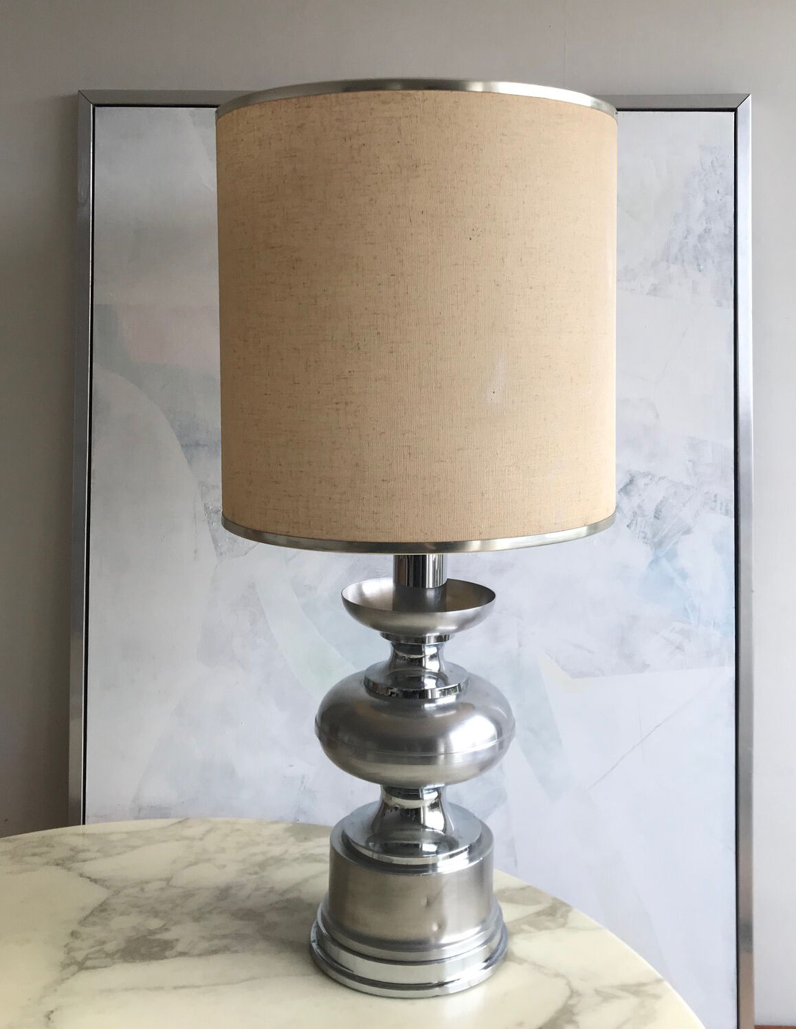 Matte metal and chrome lamp from the 1970s